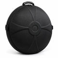 Housse rigide noire pour handpan, ronde, avec poignée de transport et attaches de bretelles