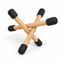 Mini support pour handpan ouvert : trois pieds en bois croisés aux embouts noirs