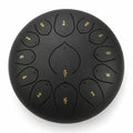 Tongue drum noir de 12 pouces à 13 notes en Ré, en inox, avec un chiffre doré sur chaque languette